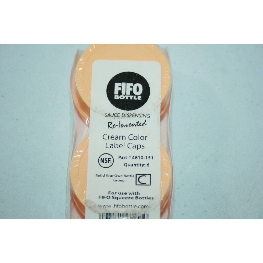 FIFO 4810-151 Cream Color Label Cap for FIFO‎ Squeeze Bottle 6 Pack NEW